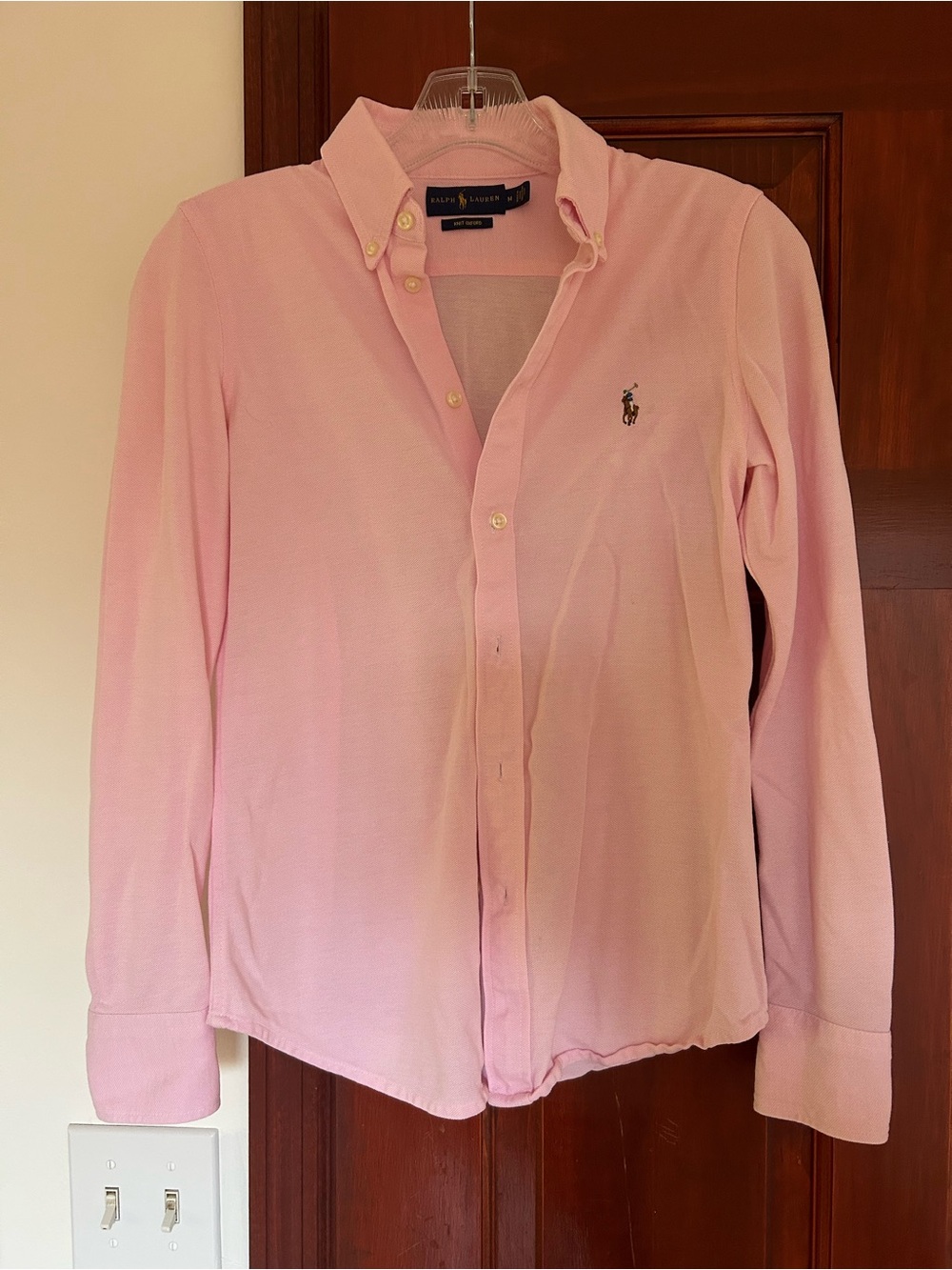 Ralph Lauren women’s knit oxford Light Pink Button-Down Shirt